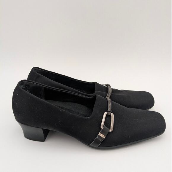 Munro Cindi Block Heel Pump Black Stretch Fabric Square Toe Size US9.5M EU41 - Picture 4 of 13